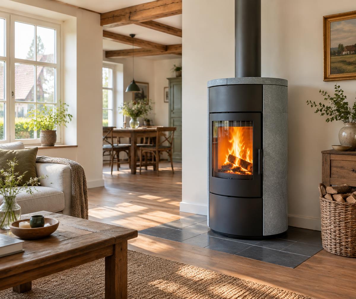 Speksteenkachel in een woonboerderij